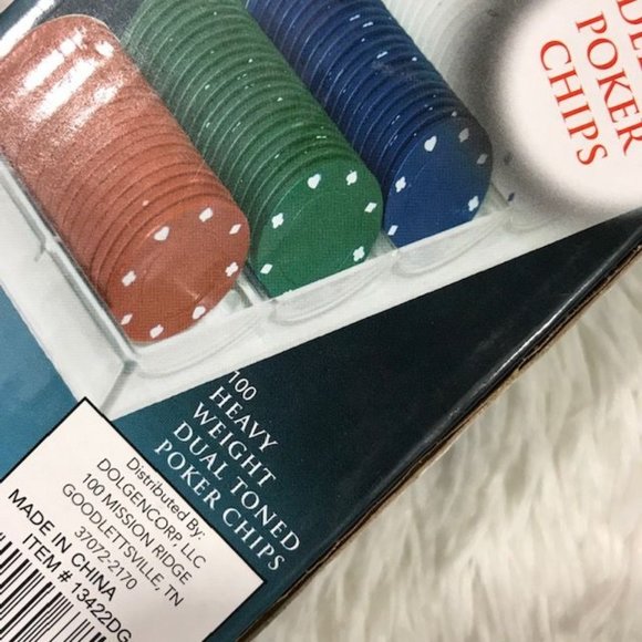 100 Ct Las Vegas Style Heavy Weight Dual Toned Poker Chip Set in Stackable Tray - Picture 7 of 9